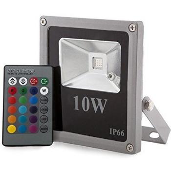 Foco Proyector de LEDs para Exterior ECOLINE 10W RGB con Mando a Distancia