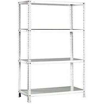 Modulo Estanteria Con 4 Estantes 80x30x150 Cm. Estateria Con 4 Bateas. Pintado Blanco.