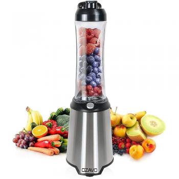 OZAVO Batidora de Vaso Individuales Portátil Mini Batidora Electrica Cocina Mezclador Eléctrico Licuadora para Zumo de Verduras y Frutas con Vaso de 600 ml, Incluye Cuchillo, 350W
