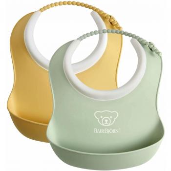 Pack de 2 mini baberos amarillo pastel y verde BabyBjörn