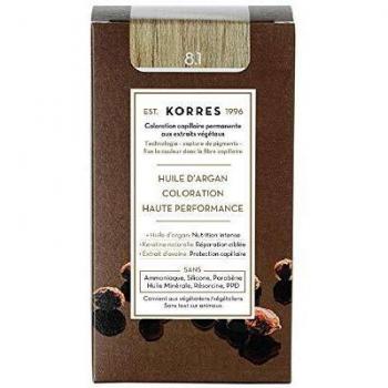 Korres Aceite de Argán Colorante Avanzado con Tecnología Pigment-Lock 8.1 Rubio Claro Ceniza, 50ml