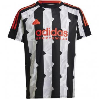 Camiseta adidas tiro infantil negra con detalles en blanco, manga corta, talla 164