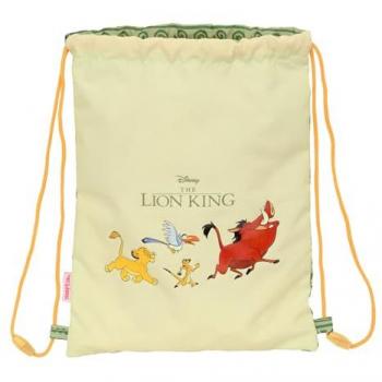 Mochila Saco Plano Junior MUFASA 26x34x1cm, Ideal para Niños de Diferentes Edades, Cómoda y Versátil, Calidad y Resistencia, Color Verde/Beige