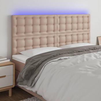 Cabecero LED Cappuccino 200x5x118/128 cm en Cuero Sintético