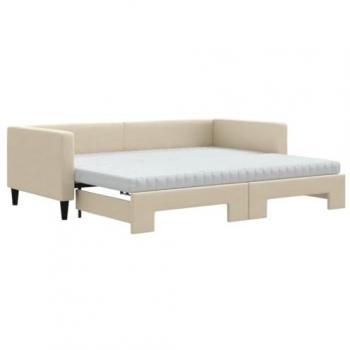 Sofá cama nido con colchón tela crema 90x200 cm