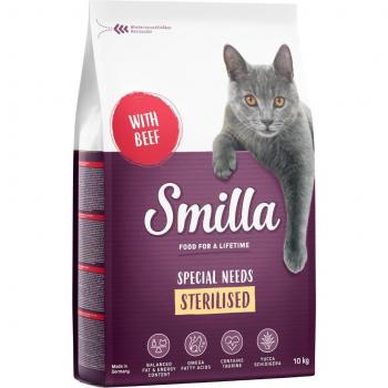 Smilla Adult Sterilised Cat Food with Beef - Light/Sterilised Formula, 10 kg Bag