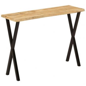 Mesa consola de madera maciza de mango con borde natural, dimensiones 105x33x76 cm, color marrón
