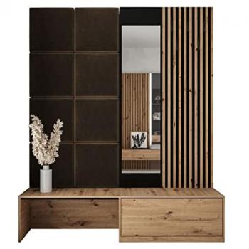 Conjunto de Recibidor Hartford 322 - Espejo, Aglomerado Laminado, Roble Artisan y Manila 04, Dimensiones: 205x172x42cm