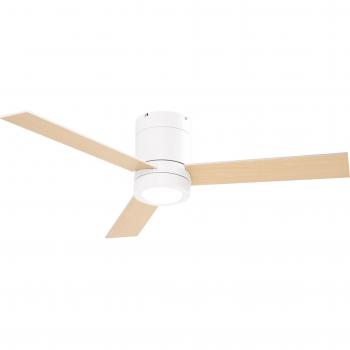 HOMCOM Ventilador de Techo con Luz LED 48W Motor AC Mando a Distancia 112cm Diámetro 3 Velocidades Temporizador Silencioso 3 Aspas de Madera Blanco