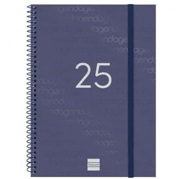 Agenda Espiral Year 2025 Azul Catalán, Enero 2025 - Diciembre 2025 (12 meses), Semana Vista Vertical, tamaño E10-155x212 mm