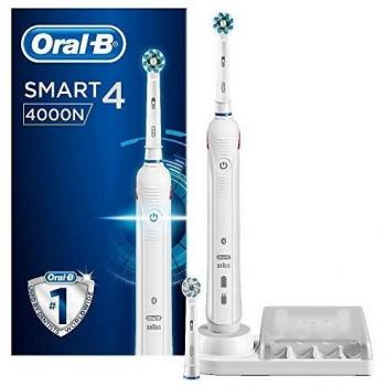 Oral-B Smart 4 4000N Rechargeable Electric Toothbrush with Bluetooth, White, 3 Modes for Whitening, Gentle Care & Gum Health