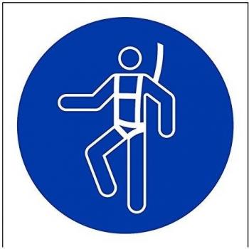 vsafety 41039 AF-S logotipo de arnés de seguridad Obligatorio Epi señal, autoadhesivos, cuadrado, 100 mm x 100 mm, color azul