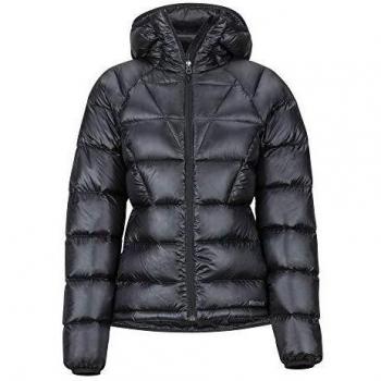 Marmot Wm's Hype Down Hoody Chaqueta de Plumas Aislante Ultraligera, 800 Pulgadas cúbicas, Chaqueta para Exteriores, Anorak Resistente al Agua, Resistente al Viento, Mujer, Black, XL
