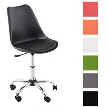 Silla de Oficina Pegleg Negra con Estructura de Plástico y Asiento de Polipiel, Giratoria y Regulable (Altura 45-57 cm)