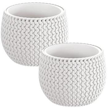 Pack 2 Macetas Redondas WELLHOME con Depósito de Plástico Blanco 18x18x13 cm - Splofy Bowl