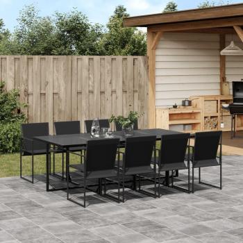 9 Piece Black Textilene Garden Dining Set