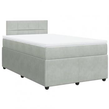 Cama box spring con colchón de muelles terciopelo gris claro 120x200 cm