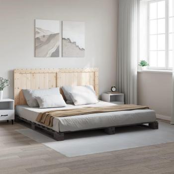 Cabecero de cama gris redondo 200x200 cm en madera maciza de pino