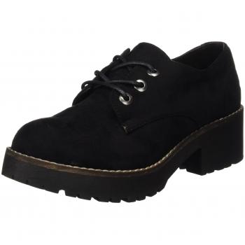 COOLWAY CHERBLU, Zapatos de Cordones Oxford para Mujer, Negro