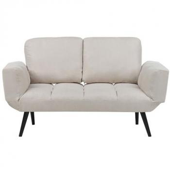Sofá Cama Moderno Minimalista Beige Brekke con Reposabrazos Ajustables para Sala de Estar