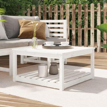 Mesa de jardín de madera maciza de pino blanca 82,5x82,5x45 cm