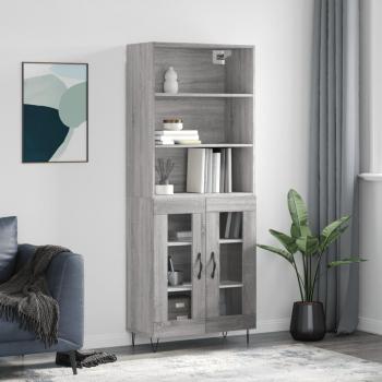 Aparador alto de madera contrachapada gris Sonoma 69,5x34x180 cm