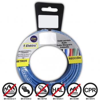 Carrete de cable flexible 4mm azul de 10 metros sin halógenos
