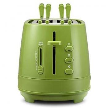 Tostadora De'Longhi CTLAP2203.GR 2 Rebanadas 550W Verde con Pinzas y Control de Tostado