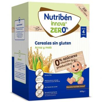 Nutribén Innova Zero% Cereales Sin Gluten y Sin Azúcares Añadidos, Arroz y Maíz, para Bebés desde 4 Meses, 1 Envase de 600g