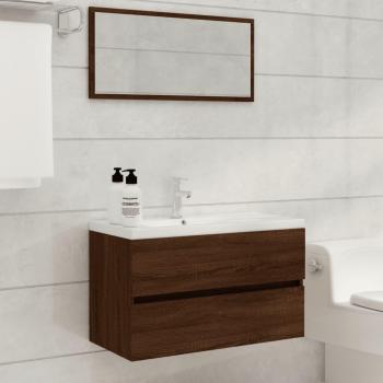 Conjunto de muebles de baño 2 piezas marrón madera roble multicapa