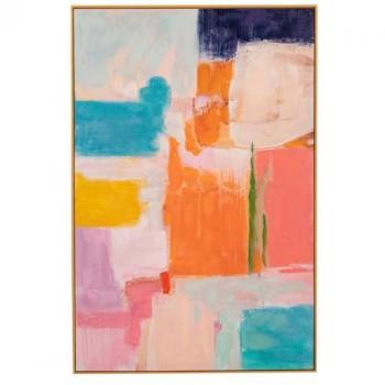 Cuadro Abstracto con Marco Beige 80x4x120 Cm - Agrega Estilo y Personalidad, Multicolor