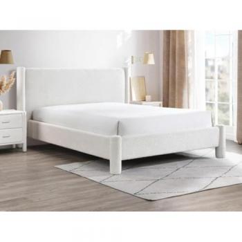 Cama 140 x 190 cm - Tela Rizada Blanca + Colchón - CONOMO