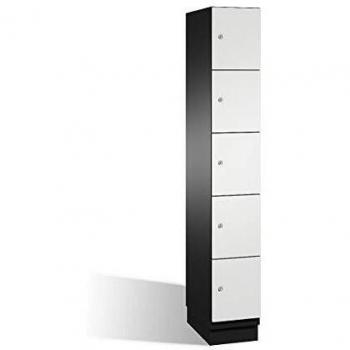 Armario de Compartimentos Bajo Llave Cambio C+P - 5 Compartimentos, Puertas de Acero, Color Negro-Gris / Claro-Gris
