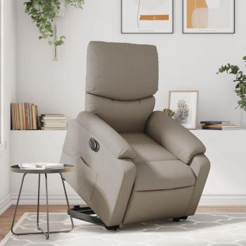 Sillón de masaje elevable eléctrico de cuero sintético en colores negro, crema y marrón - Sillón reclinable cómodo para dormitorio y sala de estar