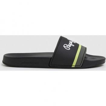 Pepe Jeans Portobello Slider PMS70123 SS23 Sandalias Chancletas para Hombre con Tira Ancha en Empeine y Logo en Relieve - Negro