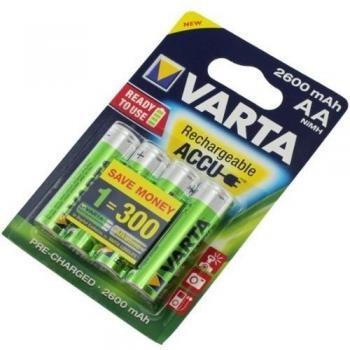 Varta - Pilas Recargables AA, 1.2V, 2600mAh, Paquete de 40 Unidades