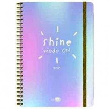 Agenda doble espiral liderpapel tapa iridiscente tamaño a6 semana vista papel blanco 70g