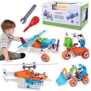 kuman Juguetes de Construcción de 148PCS , Bloques de Construcción de Ingeniería de Construcción Educativa , Kit de Aprendizaje , Regalo para Niños y Niñas J-201