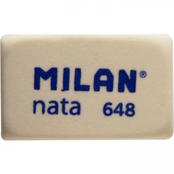 Milan 648N - Goma de Borrar Nata Rectangular Pequeña, Color Blanco, Caja de 48 Unidades