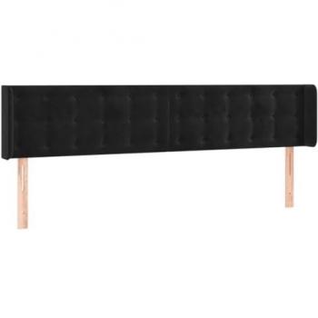 Cabecero con LED de terciopelo negro 183x16x78/88 cm