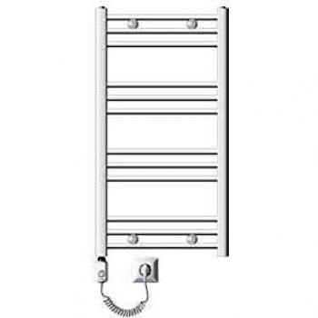 Radiador eléctrico para baño Luxebath 600W - 500 x 800 mm - Blanco plano con conexión lateral - Calentador de toallas