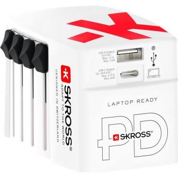 Cargador de Viaje Skross World AC65PD con 2 Conectores USB y Compatible con Dispositivos USB