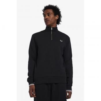 Fred Perry Half Zip Sweatshirt - Men's Sweatshirt in Black, Size XXL