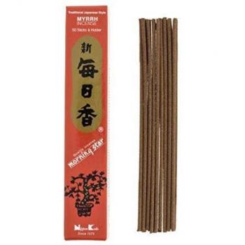 Incienso Japonés Morning Star de Mirra - 50 Barritas con Incensario