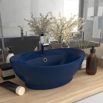 Lavabo cerámico azul oscuro con rebosadero ovalado 58,5x39cm