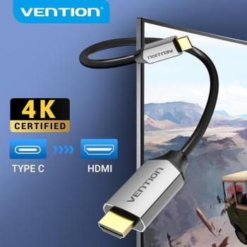 Adaptador HDMI 4K Vention Tipo C USB-C a HDMI Thunderbolt 3 para MacBook, Samsung S9 y Huawei Mate P20 Pro