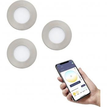 Foco empotrable LED Fueva-Z 8,5 cm, Smart Home ZigBee, regulable, set de 3, color gris/blanco