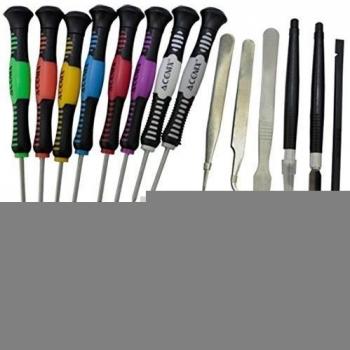 ACENIX® Kit 20 en 1 con herramientas para la reparación 3GS, 4, 4S, 5, 5C, 5S, 6.6 Plus, iPad 1, 2, 3, 4 1,2,3,4 iPod iTouch, PSP, Nintendo, HTC, Samsung S2, S3, S4, S5, S6, Nokia, Huawei, LG, Sony, Motorola iPhone PVC viento duradero con reemplazo de l