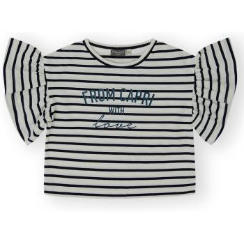 Camiseta de niña crop con acabado de volantes