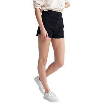 Superdry Ruby Cut Off Short Pantalones Cortos, Negro